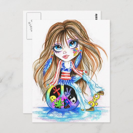 Terug op de dag dat Hippie Fantasy Art Briefkaart (Voorkant / Achterkant)