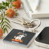 Terug op mijn boekenblad Funny Halloween Boo Ghost Sleutelhanger (Voorkant Rechts)