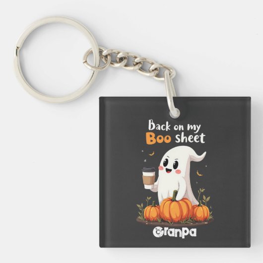 Terug op mijn boekenblad Funny Halloween Boo Ghost Sleutelhanger (voorkant)
