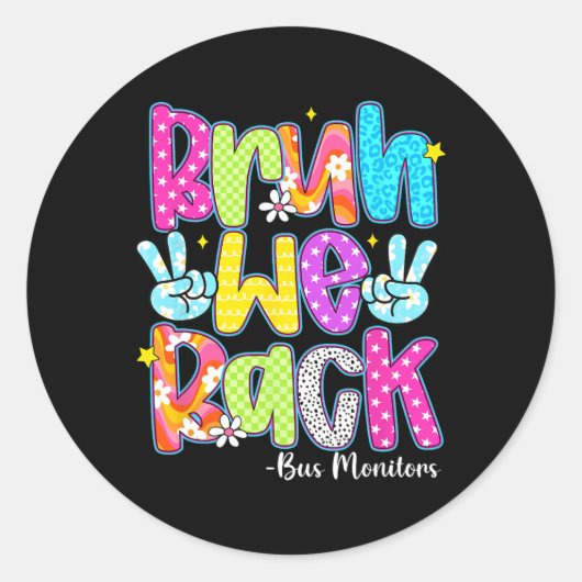 Terug op school buscontroleurs geruit ronde sticker (Voorkant)