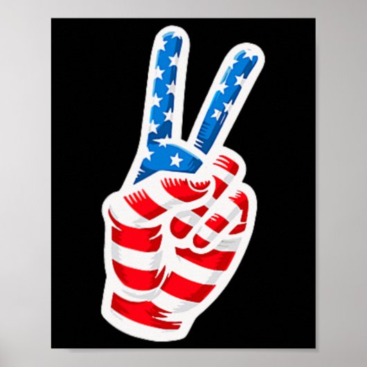 Terug Print Amerikaanse vlag Vredesteken Hand 4e v (Voorkant)