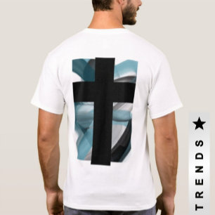 Terug Print T-Shirt Trend Abstract Blauwe Oceaan