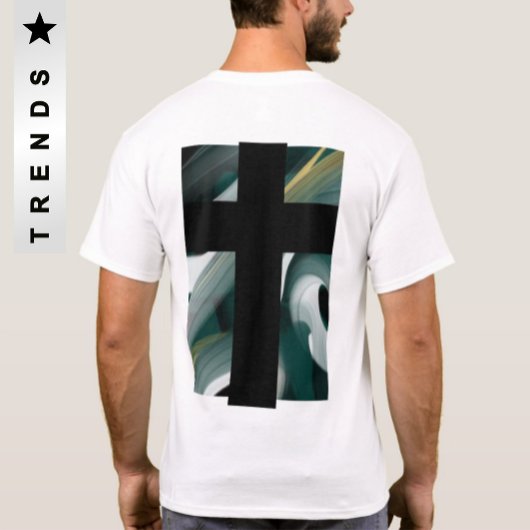 Terug Print T-shirt Trend Abstract Zwart Groen