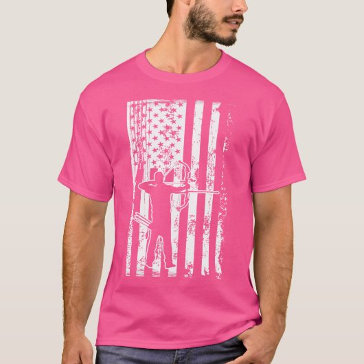 Terug Print USA Vlag Boogschieten Uniek Boogschiet T-shirt (Voorkant)