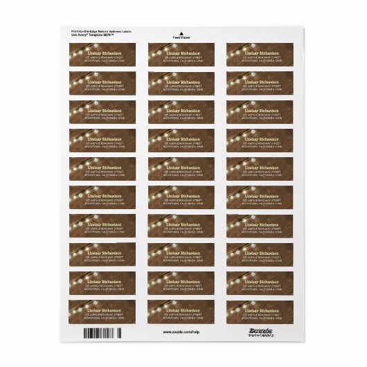 Terug rustieke adresetiketten met string verlichti etiket (Full Sheet)