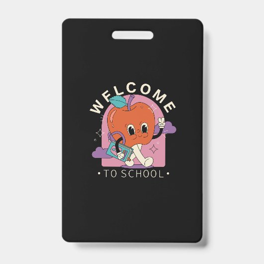 terug-school-post-traditioneel-cartoon-illustratie badge (Voorzijde)