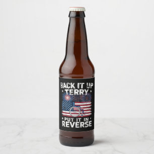 Terug Terry zet het in zijn achteruit vuurwerk gra Bier Etiket