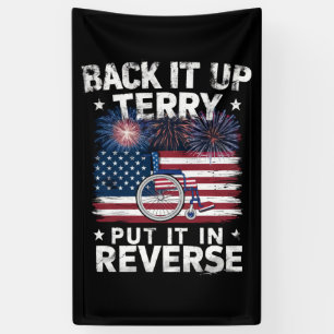 Terug Terry Zet het in zijn achteruit vuurwerk gra Spandoek