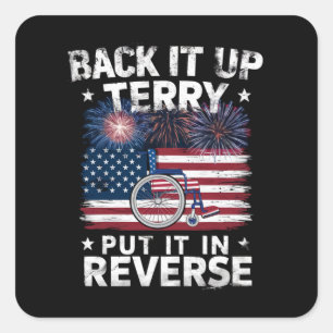 Terug Terry Zet het in zijn achteruit Vuurwerk Gra Vierkante Sticker