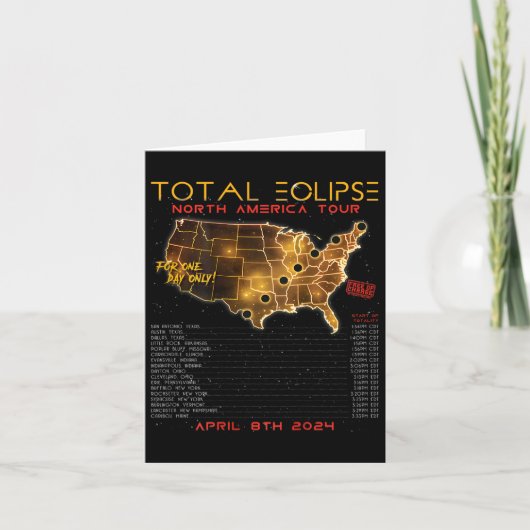 Terug) Totale Zonsverduistering 2024 Noord-Amerika Kaart (Voorkant)