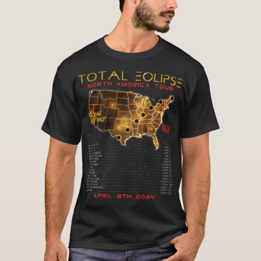 Terug) Totale Zonsverduistering 2024 Noord-Amerika T-shirt (Voorkant)