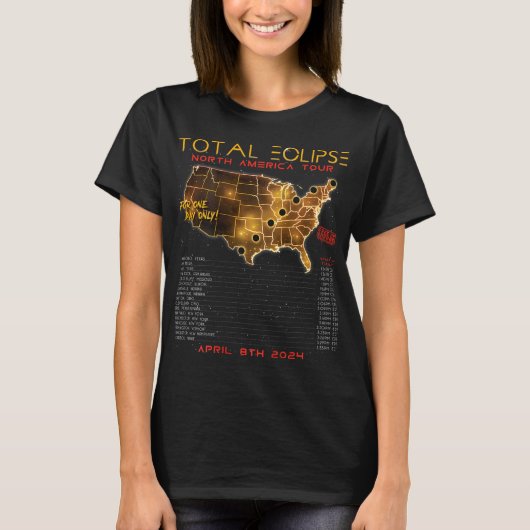 Terug) Totale Zonsverduistering 2024 Noord-Amerika T-shirt (Voorkant)