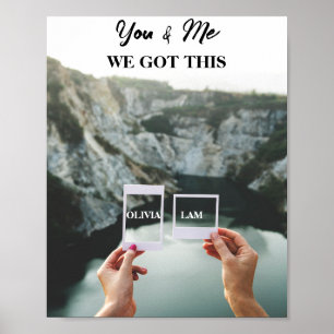 Terug Uitzicht Paar Sitting Beach Landscape You &  Poster