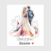 Terug van Bruid & Bruidegom Gepersonaliseerd Sticker (Vel)