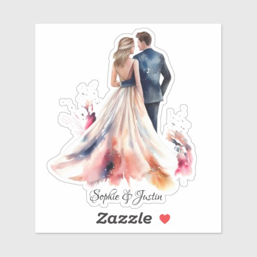 Terug van Bruid & Bruidegom Gepersonaliseerd Sticker (Vel)
