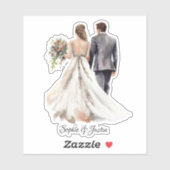 Terug van Bruid & Bruidegom Gepersonaliseerd Sticker (Vel)
