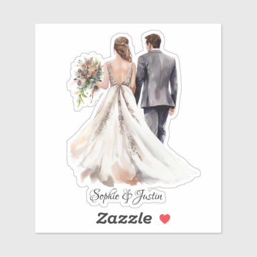 Terug van Bruid & Bruidegom Gepersonaliseerd Sticker (Vel)