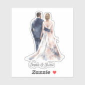 Terug van Bruid & Bruidegom Gepersonaliseerd Sticker (Vel)