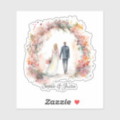 Terug van Bruid & Bruidegom Gepersonaliseerd Sticker (Vel)