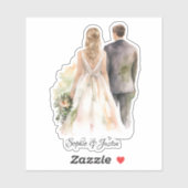 Terug van Bruid & Bruidegom Gepersonaliseerd Sticker (Vel)