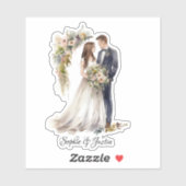 Terug van Bruid & Bruidegom Gepersonaliseerd Sticker (Vel)