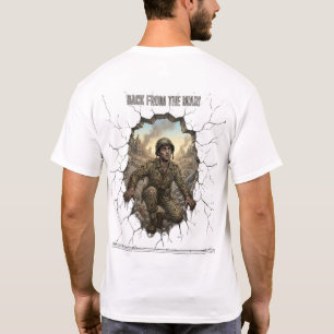 Terug van de Oorlog Soldaat Dubbele Belichting Nat T-shirt