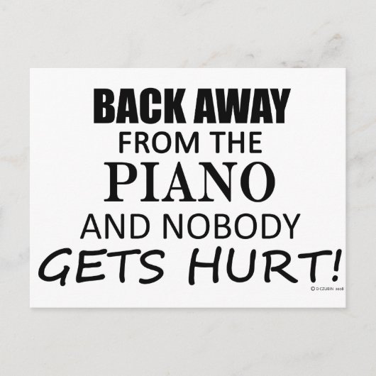Terug van de piano briefkaart (Voorkant)