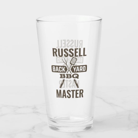 Terug Yard BBQ Master met Naam Glas (Achterkant)