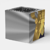 Terug, zilveren gouden fleur de lys bruiloft bedankdoosjes (Achterkant)