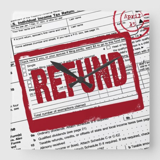 teruggaafstempel op het formulier voor de inkomste vierkante klok (Voorkant)