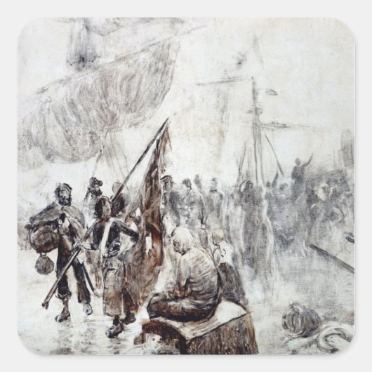 Teruggave van de beurzen vierkante sticker (Voorkant)