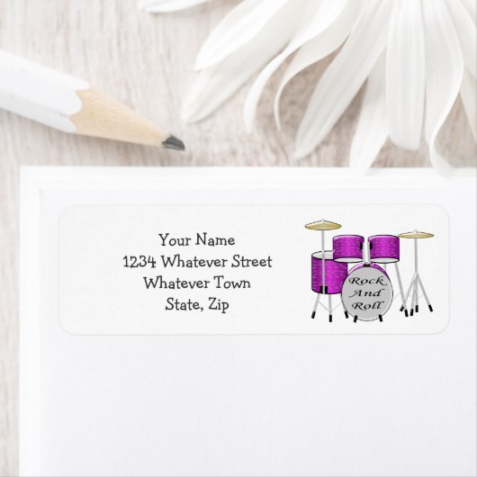 Teruggaveadres drums ontwerp etiket (Insitu)