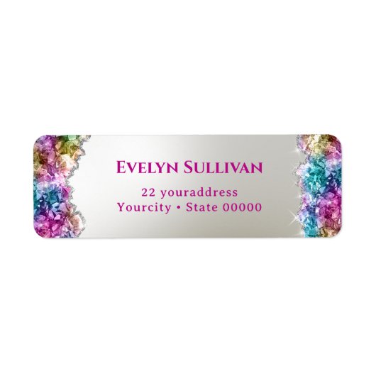 Teruggaveadres iriserende kristallen etiket (Voorkant)
