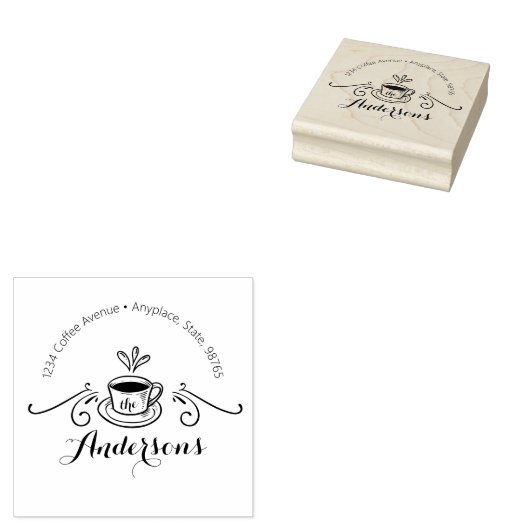 Teruggaveadres koffiekopje rubberstempel (Gestempeld)
