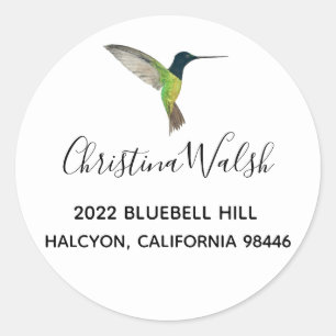 Teruggaveadres kolibrie ronde sticker