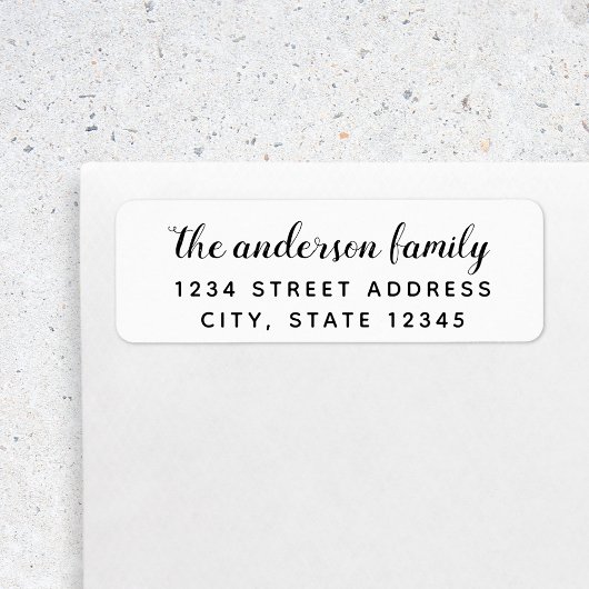 Teruggaveadres naam penseelscriptfamilie etiket