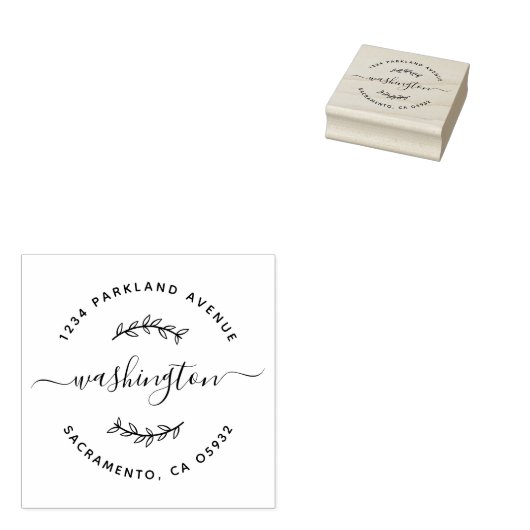 Teruggaveadres rond handgetekend filiaalscript rubberstempel (Gestempeld)