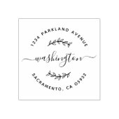 Teruggaveadres rond handgetekend filiaalscript rubberstempel (Afrduk)