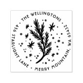 Teruggaveadres van de kerstpijnboom  zelfinktende stempel (Design)