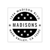 Teruggaveadres voor rond script starten rubberstempel (Afrduk)