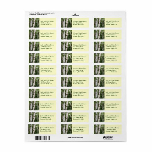 Teruggaveadreslabel berkenboom etiket (Full Sheet)