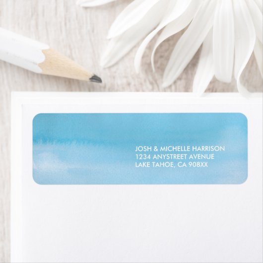 Teruggaveadreslabel blauwe Waterverf Etiket (Insitu)