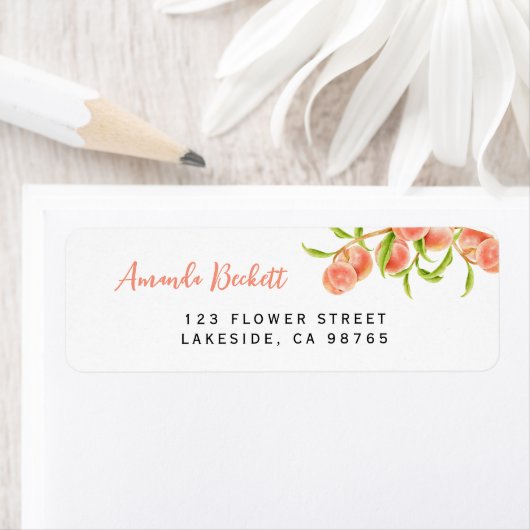 Teruggaveadreslabel perzikvruchten etiket (Insitu)