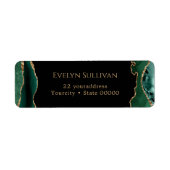 Teruggaveadreslabel smaragdgroene agaat etiket (Voorkant)