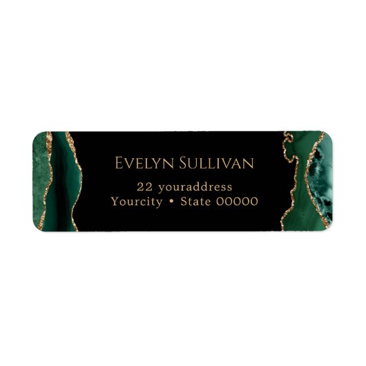Teruggaveadreslabel smaragdgroene agaat etiket (Voorkant)