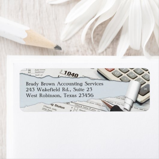 Teruggaveadreslabel van boekhouding etiket (Insitu)