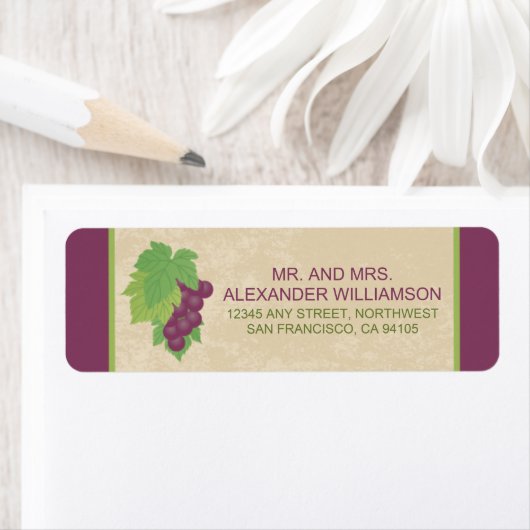 Teruggaveadreslabel wijngaard (perkamenttextuur) etiket (Insitu)