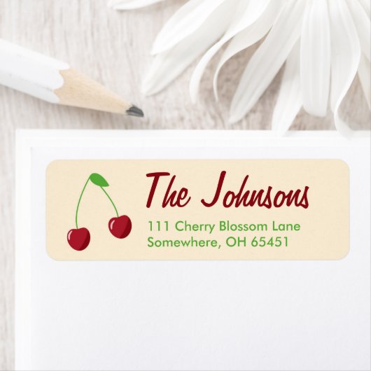Teruggaveadreslabels kersenontwerp etiket (Insitu)