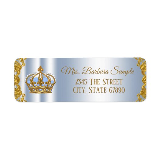 Teruggaveadreslabels Prince Baby shower Etiket (Voorkant)