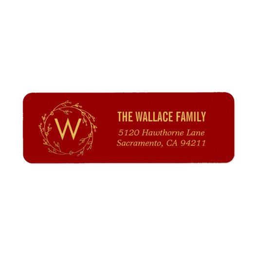 Teruggaveadreslabels voor monogramkrans etiket (Voorkant)